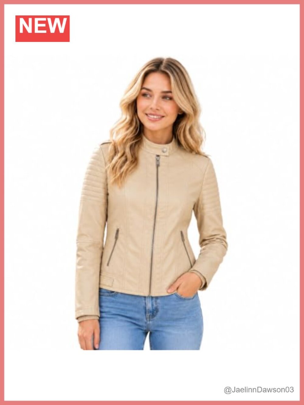 Faux Leather Moto Biker Jacket Vegan Fitted Casual Coat